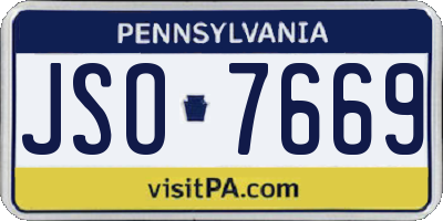 PA license plate JSO7669