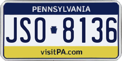PA license plate JSO8136