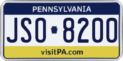 PA license plate JSO8200