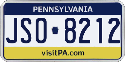 PA license plate JSO8212