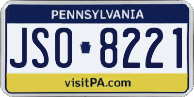 PA license plate JSO8221