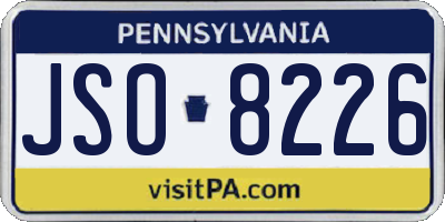 PA license plate JSO8226