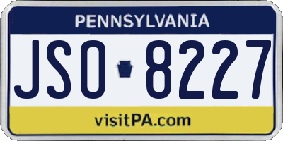PA license plate JSO8227