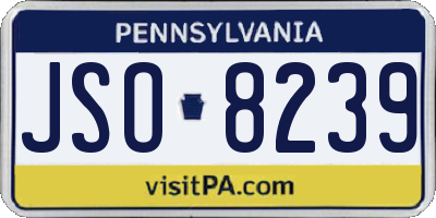 PA license plate JSO8239