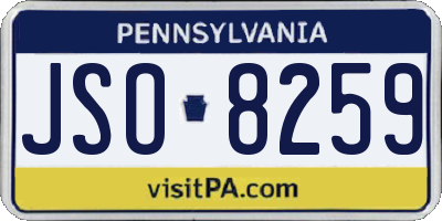 PA license plate JSO8259