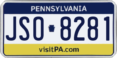 PA license plate JSO8281