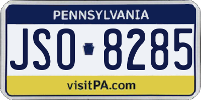 PA license plate JSO8285