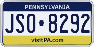 PA license plate JSO8292