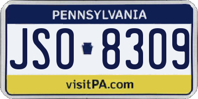 PA license plate JSO8309