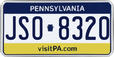 PA license plate JSO8320