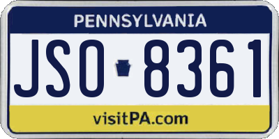 PA license plate JSO8361