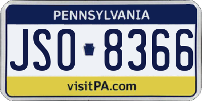 PA license plate JSO8366