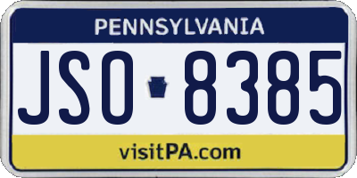 PA license plate JSO8385