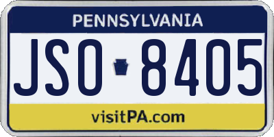 PA license plate JSO8405