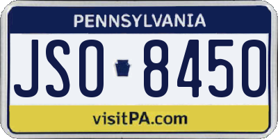 PA license plate JSO8450