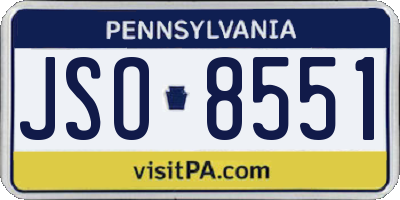 PA license plate JSO8551