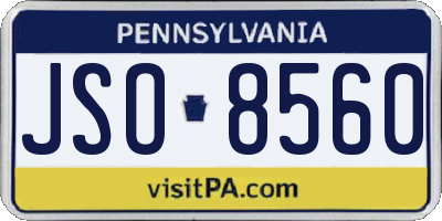 PA license plate JSO8560