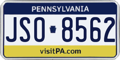 PA license plate JSO8562