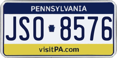 PA license plate JSO8576