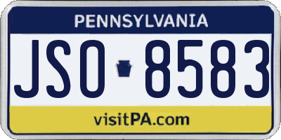 PA license plate JSO8583