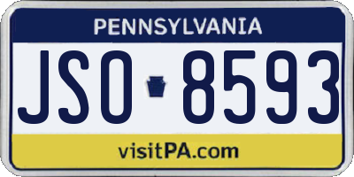 PA license plate JSO8593