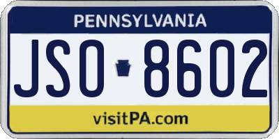 PA license plate JSO8602