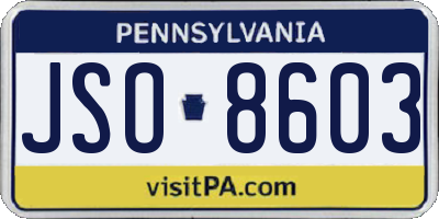 PA license plate JSO8603