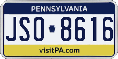 PA license plate JSO8616