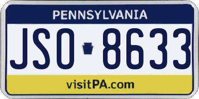 PA license plate JSO8633