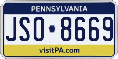 PA license plate JSO8669