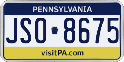 PA license plate JSO8675