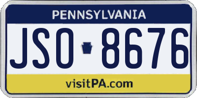 PA license plate JSO8676