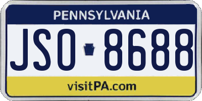 PA license plate JSO8688