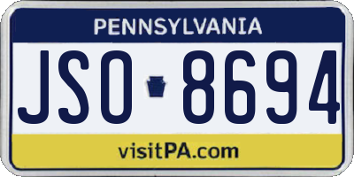 PA license plate JSO8694