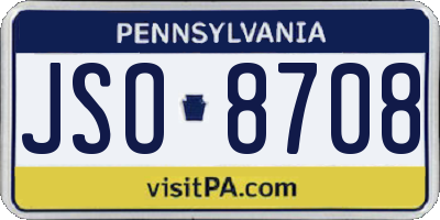 PA license plate JSO8708