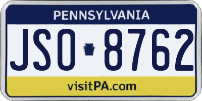 PA license plate JSO8762