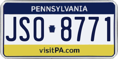 PA license plate JSO8771