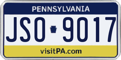 PA license plate JSO9017