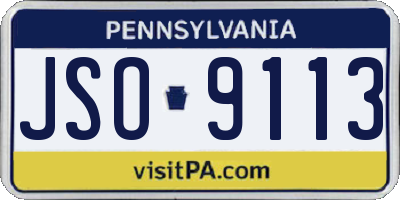 PA license plate JSO9113