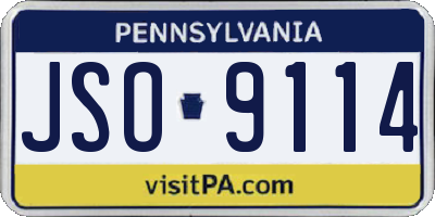PA license plate JSO9114