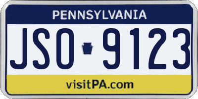 PA license plate JSO9123