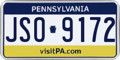 PA license plate JSO9172