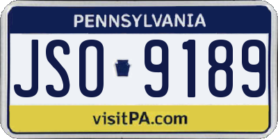 PA license plate JSO9189