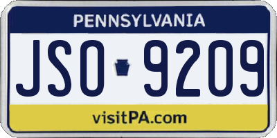 PA license plate JSO9209