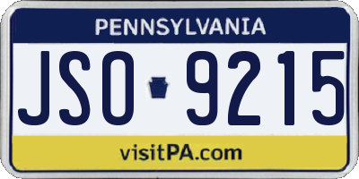 PA license plate JSO9215