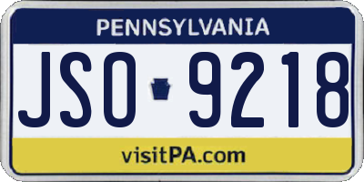 PA license plate JSO9218