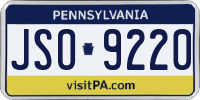 PA license plate JSO9220