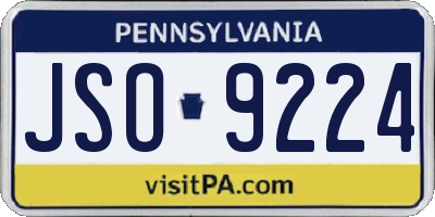PA license plate JSO9224