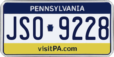 PA license plate JSO9228