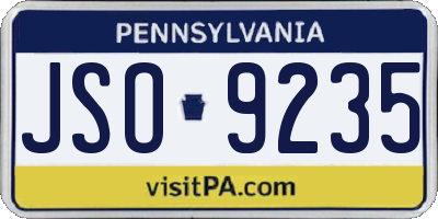 PA license plate JSO9235